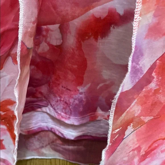 ONE WORLD Pink and Red Flutter Sleeve Blouse - Picture 9 of 15